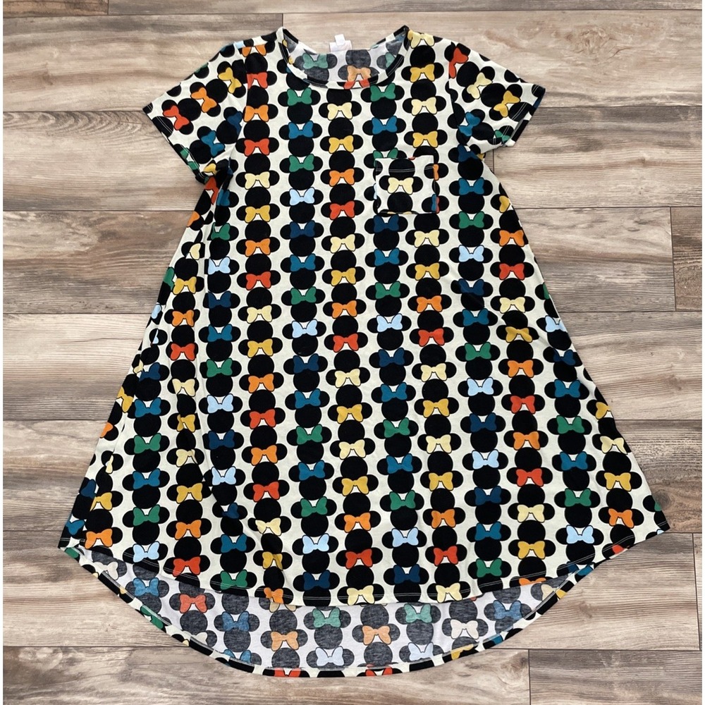 LuLaRoe Disney Minnie Mouse Carly Dress XL Multicolor Hi-Low Short Sleeve